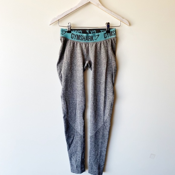 GYMSHARK Gray Flex Leggings Small Gray/ Teal - Picture 3 of 10